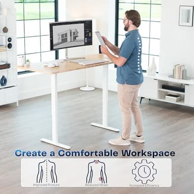 VIVO Dual Motor Electric Sit Stand Desk Frame, 220 lbs Capacity, Memory Controller Height Adjustment, Frame Only, White, DESK-E-200W - Image 6