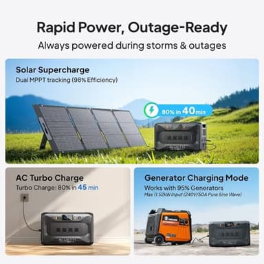 BLUETTI Apex 300 Portable Power Station, 2764.8Wh Solar Generator LFP Battery Backup with 6 3840W AC Outlets (7680W Surge), Simultaneous 120V/240V Output & Black Start, for Home, RV and Emergencies - Image 7