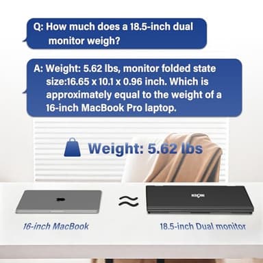 InnoView 18.5" 100Hz Dual Portable Monitor Built-in Speakers 115% sRGB 315°Adjustable Dual Stacked Folding Monitor (Wins/Mac) 1080P Laptop Screen Extender for Laptop(No Driver Needed) - Image 8