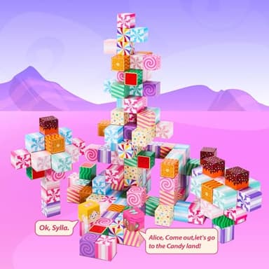 SILYMOLY Magnetic Blocks Candy Land Edition, Magnetic Tiles Building Blocks Boys & Girls Toys Age 3-5 4-8 5-7 Sensory Gift for Kids，Magnets Cubes，Upgraded STEM Gift 1.2 Inches - Image 4