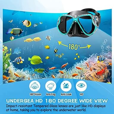 Greatever Dry Snorkel Set,Panoramic Wide View,Anti-Fog Scuba Diving Mask,Professional Snorkeling Gear - Image 2