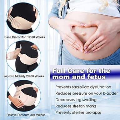 ChongErfei Maternity Belt, Pregnancy 3 in 1 Support Belt for Back/Pelvic/Hip Pain, Maternity Band Belly Support for Pregnancy Belly Support Band (L: Fit Ab 39.5"-51.3", Black) - Image 4