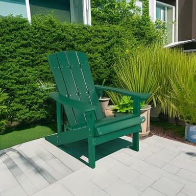 Flash Furniture Charlestown Commercial Grade Indoor/Outdoor Adirondack Chair, Weather Resistant Durable Poly Resin Deck and Patio Seating, Green - Image 5