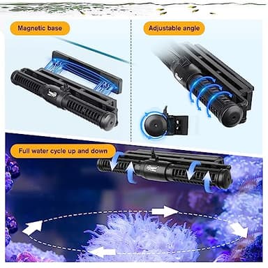 Hygger Aquarium Wave Maker - Adjustable Cross Flow Pump with LED Display Controller, Magnetic DC 24V Powerhead for Freshwater & Marine Reef Aquariums Up to 265 Gallon (25W) - Image 6