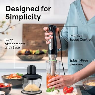 Braun MultiQuick 7 3-in-1 Immersion Blender with Food Processor – Powerful Handheld Electric Stick Blender - Emulsifier for Chopping, Beating & Whisking - Ideal for Soup, Puree, Smoothies & More - Image 3