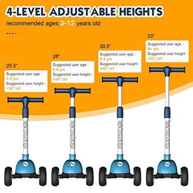 Toddler Scooters for Kids 3-5/5-7/8-12 Years Old, Boy's Foldable 3 Wheel Scooter for Kids Ages 6-12 with Adjustable Heights and Light Up LED Wheels(Blue Galaxy) - Image 3