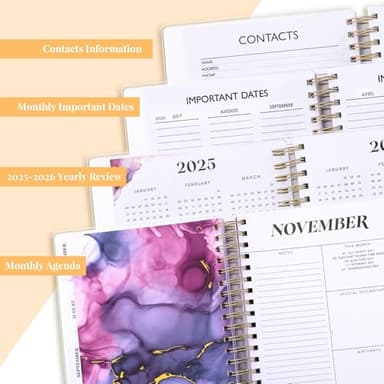 Planner 2025-2026, Large 18 Months Academic Daily Weekly Monthly Planner Yearly Agenda July. 2025–Dec. 2026, 7.9" x 9.8", Page Tabs, Separator Page, Pocket Folder, Bookmark, Stickers, Sticky Note Set - Image 6