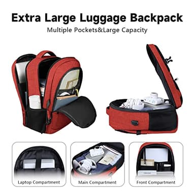 Lapsouno Large Backpack, Travel Laptop Backpack, Carry on Backpack, Sturdy 17 Inch TSA Friendly with USB Port, Water Resistant College School Bag Gifts for Men Women, Wine Red - Image 2