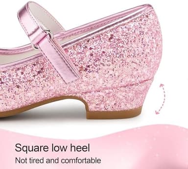 Stelle Girls Dress Shoes Glitter Princess Shoe Flower Mary Jane Low Heels Party Wedding Prom Footwear for Toddler Kids - Image 6