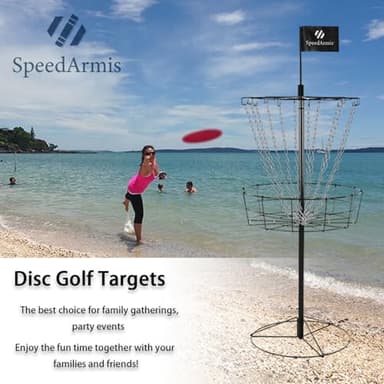 SpeedArmis Disc Golf Basket Targets - Portable Golf Baskets with Heavy Duty 12 Double Steel Chains, Come with 3pcs Discs - Image 3