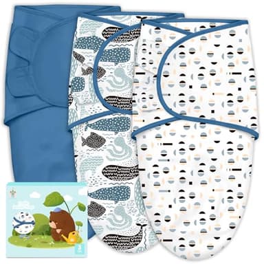 Cute Castle 3-Pack Baby Swaddle Sleep Sacks - Newborn Swaddle Sack - Ergonomic Baby Swaddles Blanket Warp for Boys and Girls - Baby Essentials (0-3 Months - Blue) - Image 1