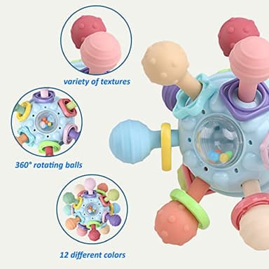 Baby Sensory Teething Toys - Baby Teether & Rattle - Gifts for Infant Newborn Boys Girls 0 3 6 9 12 18 Months - Toddler Montessori Educational Learning Toys - Image 3