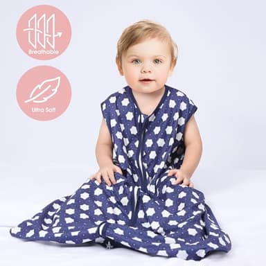 GUNTAIL Baby Sleep Sack 0-6 Months 3 Pack Baby Wearable Blanket 100% Rayon Cotton 2-Way Zipper Toddler Sleeping Sack .Comfy Soft Lightweight TOG 0.3 (Elephant&Dinosaur&Hexagon,) - Image 2