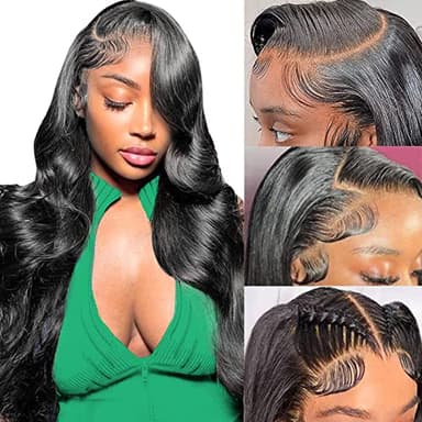 13x6 Lace Front Wigs Human Hair Pre Plucked 180 Density 26 Inch HD Body Wave Lace Front Wigs Human Hair 10A Frontal Wigs Human Hair wigs for Women Glueless Wigs Human Hair Pre Plucked Black wig - Image 1
