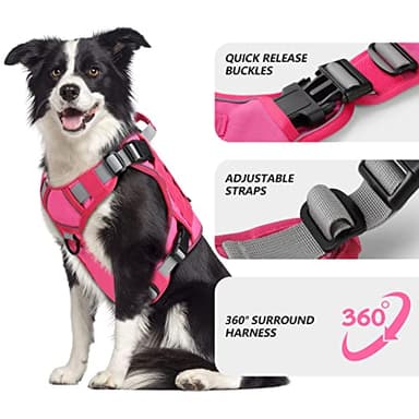 WINGOIN Tactical Dog Harness for Extra Large Dogs, Heavy Duty No Pull Dog Harness with Handle, Adjustable Reflective Military K9 Big Dog Vest for Great Dane, Walking, Training, Hunting, Pink (XXL) - Image 2