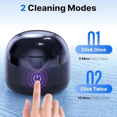 CXRUY Ultrasonic Retainer Cleaner - UV Dental Cleaning Pod Night Guard Cleaner for Dentures, Aligner, Braces, Toothbrush Heads, Jewelry (Black) - Image 5