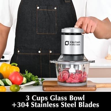 Kitchen in the box Mini Food Processors,400W Powerful Mini Meat Grinder & Food Chopper,Electric Vegetable Chopper with One 3 Cup Bowl & S Blades for Meat/Fish/Vegetable/Baby Food,3cup(1bowl) - Image 4