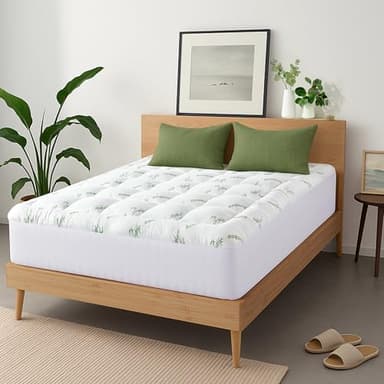 Ultra Soft Full Size Mattress Topper - Viscose Made from Bamboo Pillow Top Mattress Pad for Back Pain Relief - Naturally Cooling for Hot Sleepers, Green - Image 2