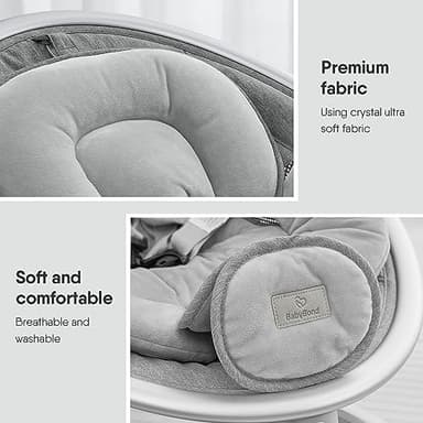 BabyBond Baby Swings for Infants, Bluetooth Infant Swing with Music Speaker, 3 Seat Positions, 5 Point Harness Belt, 5 Speeds and Remote Control - Portable Baby Swing for Indoor and Outdoor (Silver) - Image 7