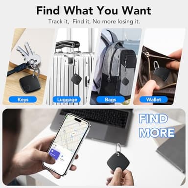 Air Tag (Black) 4-Pack, Bluetooth Tracker Work with Apple Find My (iOS Only), Key Finder and Item Locator Smart Tag with Key Ring/Lanyard, Tracker Tag for Keys/Luggage/Wallet, Replaceable Battery - Image 8