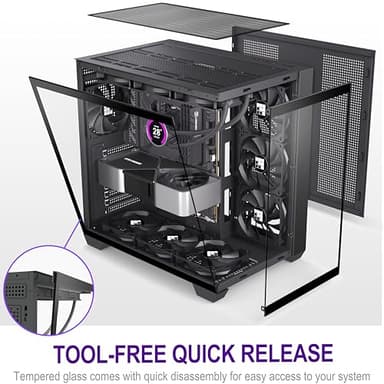FOIFKIN F300 (2025) PC Case - Pre-Installed 4 No RGB Fan, ATX Mid-Tower Gaming PC Case, 270° Panoramic Glass with Type-C, FOIFKIN (Black) - Image 3