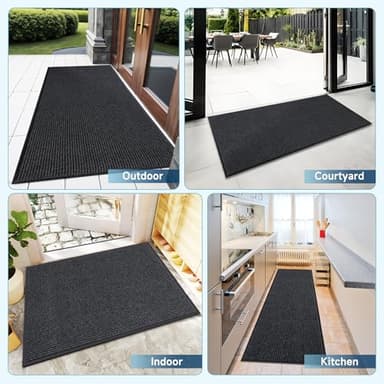 Large Indoor Outdoor Door Mat, 2' x 6' Heavy Duty Commercial Floor Mat Inside Outside Entrance, Rubber Border Doormats for Entryway, High Traffic Area, Waterproof, Low-Profile, Easy to Clean - Image 4