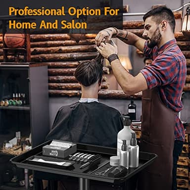 DEER BEAUTY Salon Tray on Wheels - Premium Aluminum Tattoo Tray Rolling Trolley - Adjustable Salon Service Rolling Tray Hairdresser Cart with Clinic Spa Rolling Tray Wheels (Black) - Image 7