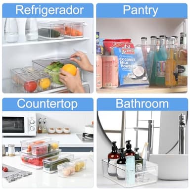 KUMD 10 Pack Fridge Organizer, Stackable Refrigerator Organizer Bins with Lids, BPA-Free Produce Fruit Storage Containers for Storage Clear for Kitchen, Food, Drinks, Vegetable Storage - Image 6