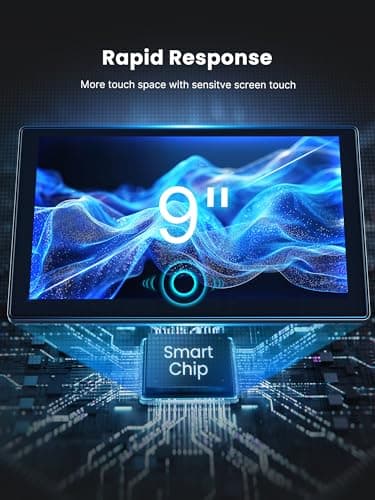 Portable CarPlay Screen for Car, 9'' Wireless Apple CarPlay & Android Auto Screen for Car, 4K Dash Cam, 1080P Backup Camera, GPS Navigation/Bluetooth/FM/Siri Voice Control for All Vehicles - Image 2