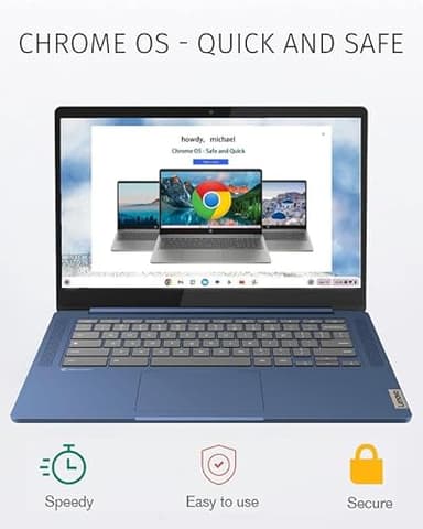 Lenovo Chromebook 14" Touchscreen Slim Laptop Business Student, 8-Core MediaTek Kompanio 520, 4GB RAM, 128GB Storage (64GB eMMC+64GB Card), WiFi 6, Long Battery, Chrome OS+MarxsolAccessory - Image 3