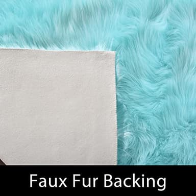 Latepis Light Blue Area Rug 6x9 Faux Fur Teal Rugs for Living Room Washable Shag Fluffy Rugs for Bedroom Dorm Fuzzy Soft Rug Home Decor Rectangle - Image 3