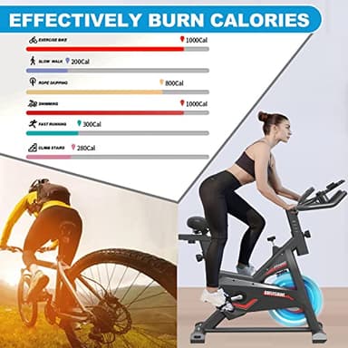 GOFLYSHINE Exercise Bikes Stationary,Exercise Bike for Home Indoor Cycling Bike for Home Cardio Gym,Workout Bike with pad Mount & LCD Monitor,Silent Belt Drive (Black-red) - Image 6