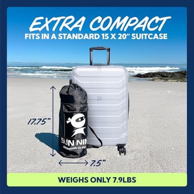 SUN NINJA Beach Tent Sun Shelter UPF50+ - Easy Pop Up Beach Canopy - Outdoor Shade for Camping Trips, Fishing, Backyard Fun Picnics - Sand Shovel, Ground Pegs & Stability Poles - Image 8