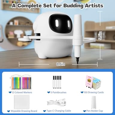 RIVGOT Drawing Robot for Kids with 150 Cards, Voice Interactive Educational Drawing Machine, Montessori Painting Learning Toys for 3 4 5 6 7 8 Year Old Boys Girls Birthday Party - Image 7