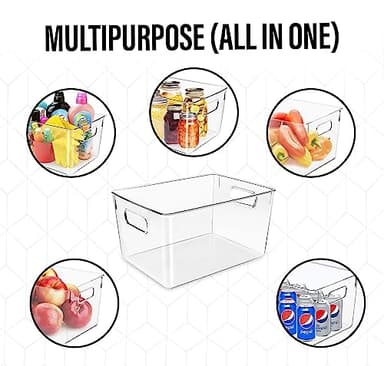 Clear Plastic Storage Bins, Perfect for Kitchen Organization or Pantry Organization and Storage, Laundry Room, Fridge, Freezer Organizer Plastic Storage Containers for Organizing, Cabinet Organizers - Image 7