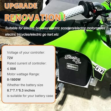 BtrPower 72V Ebike Battery 20AH 25AH 30AH 35AH Lithium ion / LiFeO4 Battery Pack with 5A Charger 50A BMS for 1000W 1500W 1800W 2000W Motor (72V 20AH) - Image 5