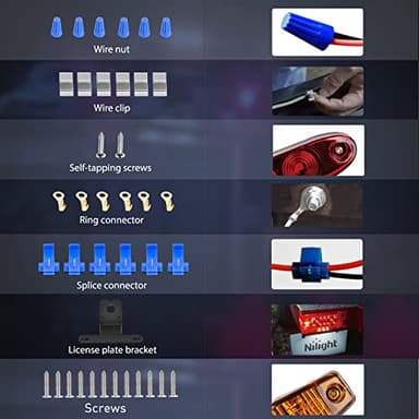 Nilight LED Trailer Light Kit Square Stop Turn Tail Red Amber Side Marker lights Third Brake ID Bar for 12V Utility Boat Camper RV Trucks Marine Snowmobile - Image 9