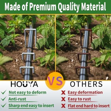 HOUYA 50 Pack Landscape Staples 4 Inch 12 Gauge Garden Stakes Galvanized Garden Staples Pins Anti-Rust Ground Stakes for Weed Barrier, Irrigation Tubing, Yard Lawn, Landscape Fabric - Image 4