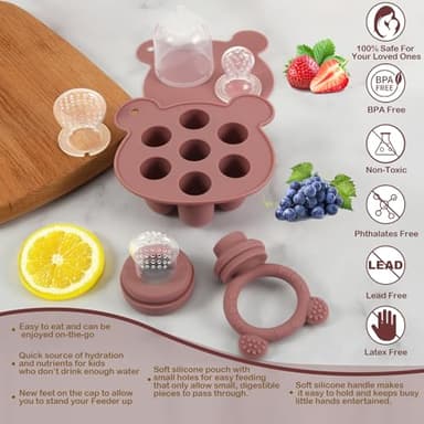 WAJIAYON Baby Breastmilk Popsicle Molds & Baby Fruit Feeder (3 Pack), Infant Food Freezer Tray Storage Containers, Silicone Teething Pacifier Feeder and Teether for Babies(Daisy) - Image 7