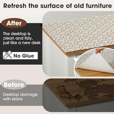 ALIUNI Drawer and Shelf Liner, Non-Slip Kitchen Cabinet Liners Non-Adhesive Thick Strong Grip Waterproof Washable Mats Protect Dresser Shelves Cupboard Bathroom Cabinets, Boho: Beige, 18 in X 30 FT - Image 8