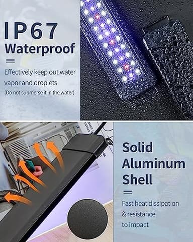 Pawfly 11W Aquarium LED Light for 12 to 18 Inch Fish Tanks Extendable Fish Tank Light with Full Spectrum Brilliant White Blue Red Lights with Daytime & Night Modes and Adjustable Brightness - Image 6