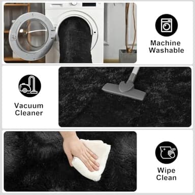 Merelax Soft Area Rug for Livingroom Bedroom, Machine Washable 4x6 Black Rugs Fluffy Shaggy Bedside Rug, Non Slip Indoor Carpet for Nursery Kids Room Home Decor Aesthetic - Image 6