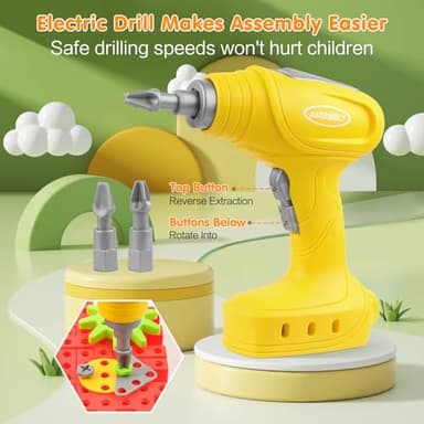 DEKILEA Building Toys, 234 Pieces Upgrade Gear Building Blocks Set Kids Tool Set with Electric Drill, Construction Toys STEM Kits for Kids Age 3+ - Image 5