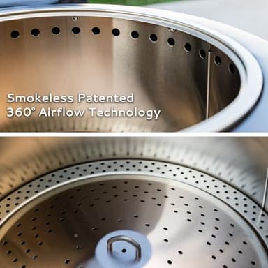 TIKI Patio Fire Pit Bundle – 25-Inch Smokeless Wood Burning Outdoor Fire Pit for Backyard, Patio, Deck & Garden with Removable Ash Pan, Stand & Weather-Resistant Cover – Modern Black Stainless Steel - Image 4