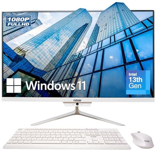 23.8" Full HD All-in-One Desktop Computer - 16GB RAM, 512GB SSD, Intel 13th Gen, Windows 11, Dual-Band WiFi, HDMI, USB 3.0, FHD IPS Display - AIO PC with Wireless Keyboard, Mouse, 2MP Camera - Image 1