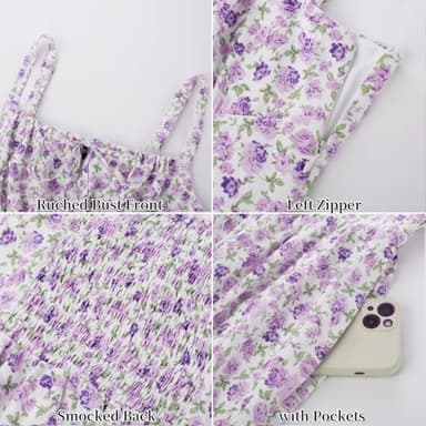 Scarlet Darkness Summer Corset Dress for Women Ruched Bust Floral Dresses Green Purple Floral XXL - Image 5