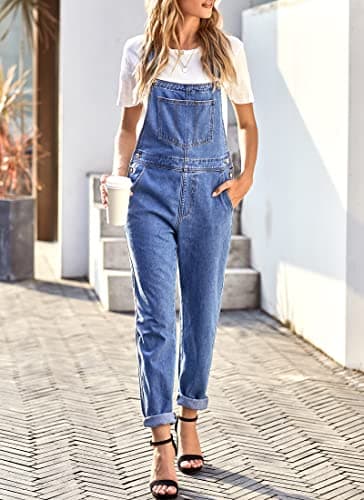 luvamia Flexclusive Women's Casual Adjustable Denim Bib Overalls Jeans Pants Fashion Loose Jumpsuits Overalls for Women Classic Blue Size Medium - Image 5