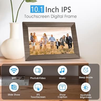 Canupdog 10.1 WiFi Digital Picture Frame, IPS Touch Screen Smart Cloud Digital Photo Frame with 16GB Storage, Wall Mountable, Auto-Rotate, Share Photos From Anywhere Via App, Email - Image 4