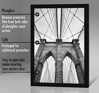 Americanflat 20x30 Poster Frame with Polished Plexiglass - Black Picture Frame - Wide Photo Frames Made of Engineered Wood for Vertical or Horizontal Wall Display - Epic Collection - Black - Image 6