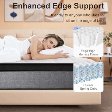 Viplive Mattress Full Size, 10 Inch Memory Foam Full Size Mattress in A Box with Individual Pocket Springs Medium Firm, Soft and Comfortable 75" L *54" W*10" H - Image 4